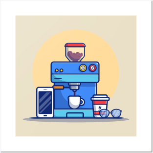 Coffee Machine Pod, Cup, Mug, Phone And Eyeglasses Posters and Art